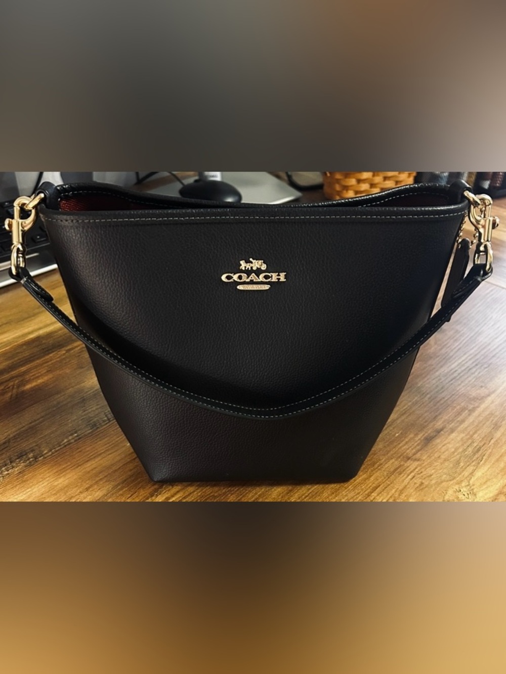 Coach Black Leather City Bucket Bag